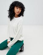 Pull & Bear Cable Knitted Sweater In Oatmeal - Cream