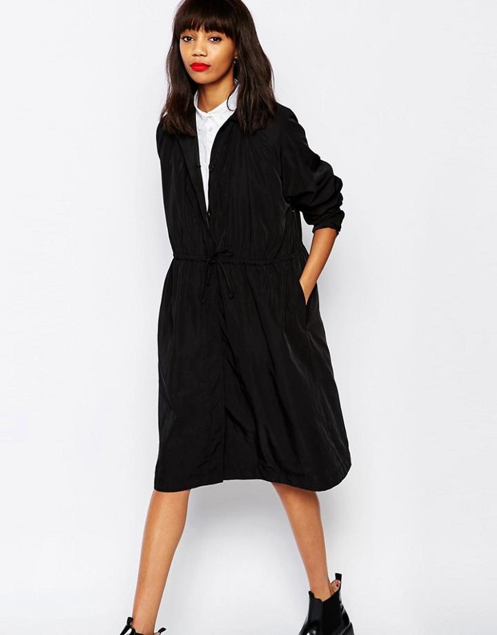 Monki Anorak With Waist Detail - Black