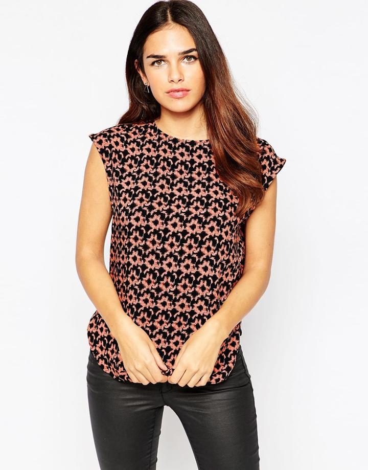 Ax Paris Printed Top - Navy