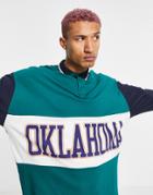 Asos Design Oversized Organic Long Sleeve Polo Shirt With Front City Print-multi