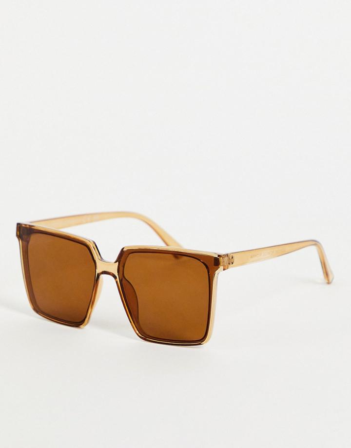 Svnx Large Square Sunglasses In Sand-brown