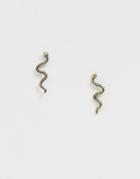 Asos Design Snake Stud Earrings In Gold Tone