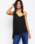 Asos Asymmetric Strap Detail Cami Top - Black