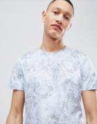 Burton Menswear T-shirt In Blue Floral Print - Blue