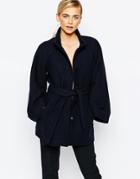 Oasis Kimono Sleeve Belted Jacket - Navy