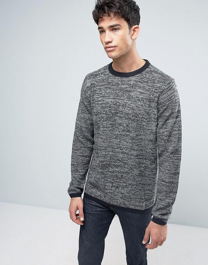 Brave Soul Mens Crew Neck Knitted Sweater - Navy