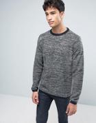 Brave Soul Mens Crew Neck Knitted Sweater - Navy