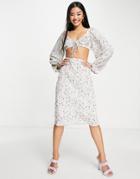 Love Triangle Midi Skirt In Lilac Ditsy Floral - Part Of A Set-purple