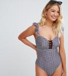 Peek & Beau Fuller Bust Exclusive Underwired Swimsuit Dd - G Cup In Gingham-black