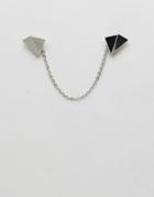 Noose & Monkey Geometric Collar Tips & Chain In Silver - Silver
