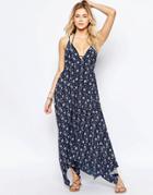 Seafolly High Low Ditsy Maxi Beach Dress - Navy