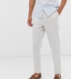 Asos Design Tall Tapered Smart Pants With Half Elasticated Waist In Textured Off White