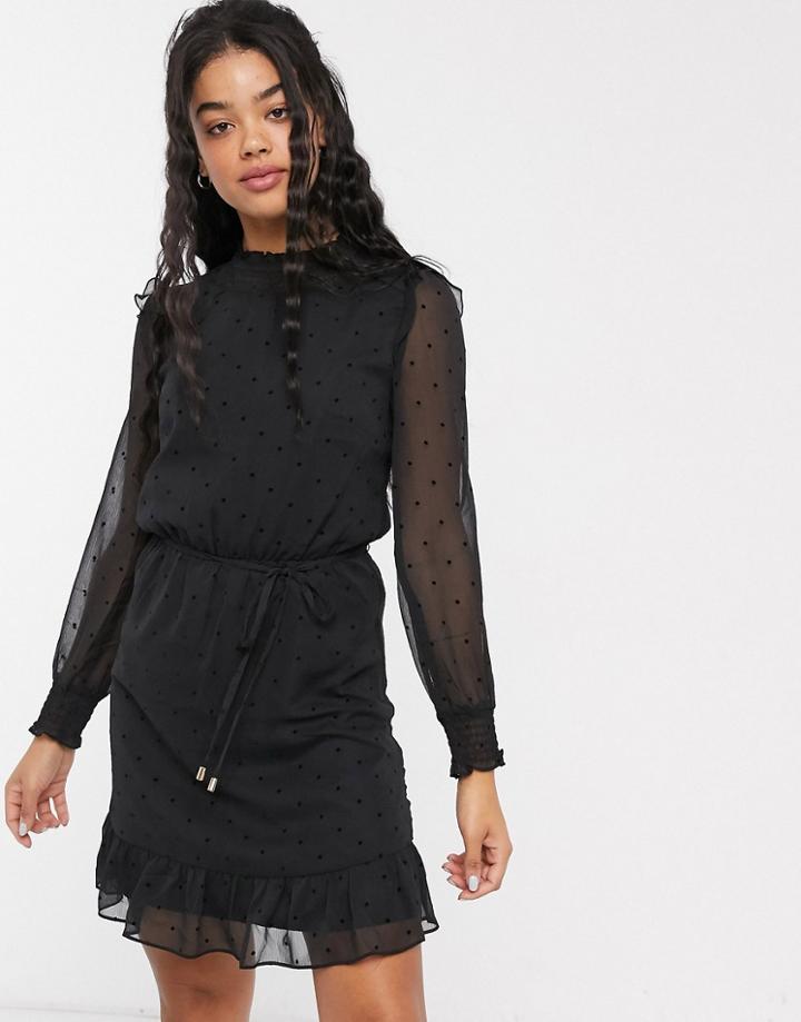 Oasis Dobby Mesh Dress In Black-green