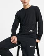 Nike Trail Running Long Sleeve T-shirt In Black