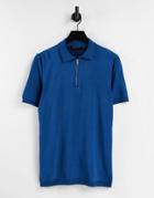 Bolongaro Trevor Knitted Zip Neck Polo Shirt-navy