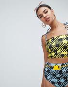 Jade Clark X Tara Khorzad Bikini Top In Check - Yellow