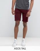 Asos Tall Jersey Shorts In Burgundy - Red