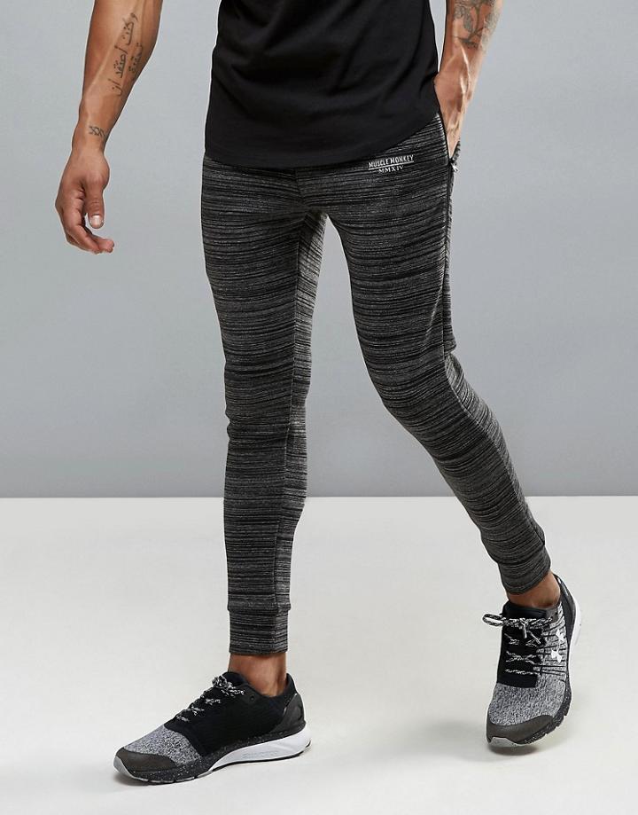Muscle Monkey Skinny Joggers In Black - Black