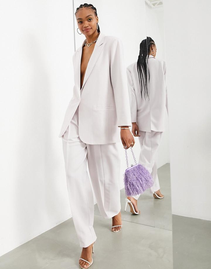 Asos Edition Wide Leg Pants In Pale Gray
