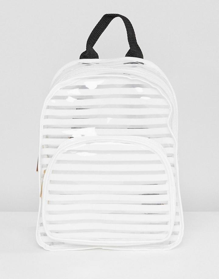 Yoki Fashion White Striped Plastic Backpack - White