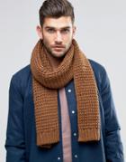 Asos Knitted Scarf In Tobacco - Tan