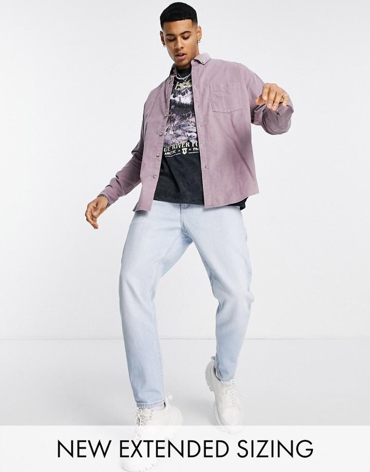 Asos Design 90s Oversized Cord Shirt In Mauve - Purple