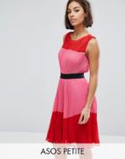 Asos Petite Pleated Color Block Dress - Multi