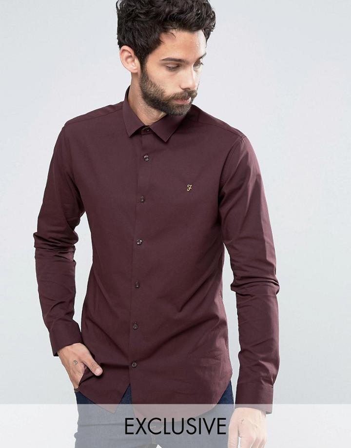 Farah Classic Shirt In Slim Fit With Stretch - Red