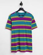 Nike Essential Stripe T-shirt In Teal/purple-green