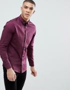 Asos Design Skinny Shirt In Burgundy - Red