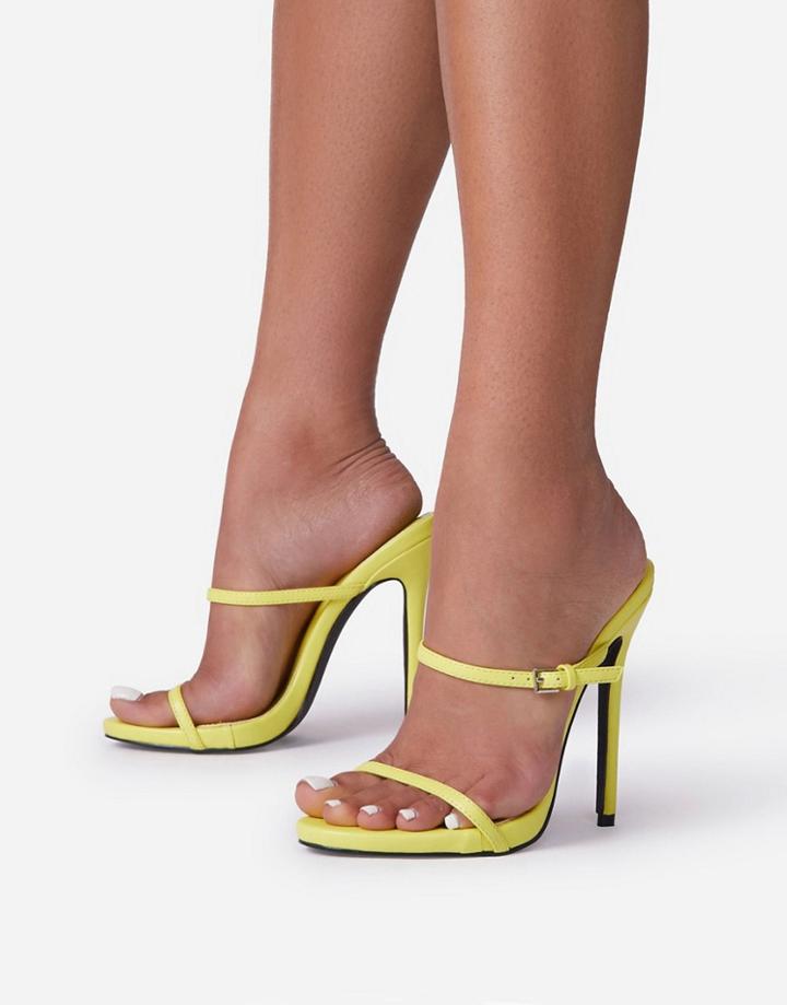 Ego Titus Square Toe Heel Sandals In Lime-green