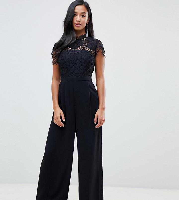 Forever New Petite Lace Top Wide Leg Jumpsuit - Black