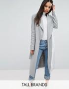 New Look Tall Belted Wrap Coat - Gray