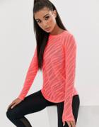 Asos 4505 Long Sleeve Top In Sheer Zebra In Loose Fit-pink
