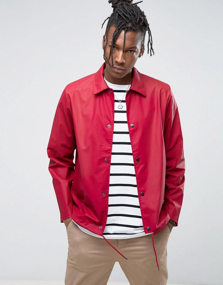 Rains Waterproof Coach Jacket In Scarlet - Red