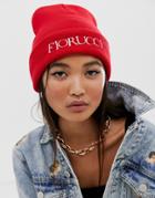 Fiorucci Embroidered Beanie In Red