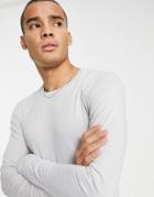 Soul Star Long Sleeve T-shirt In Light Gray
