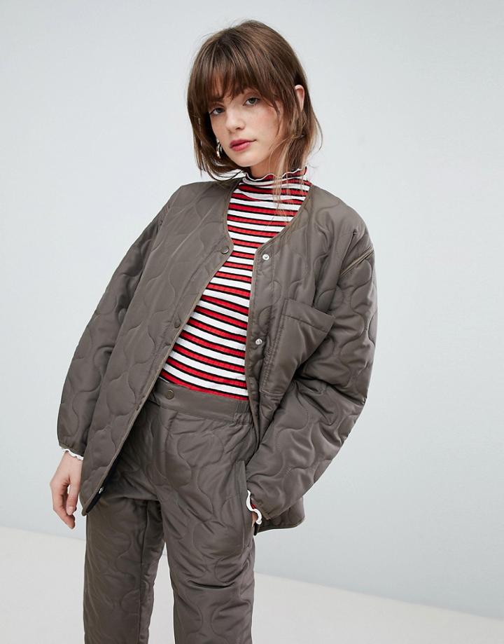 Mads Norgaard Colina Padded Logo Jacket - Green