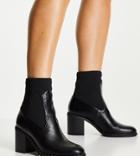 Asos Design Wide Fit Ruby Studded Block Heel Boots In Black