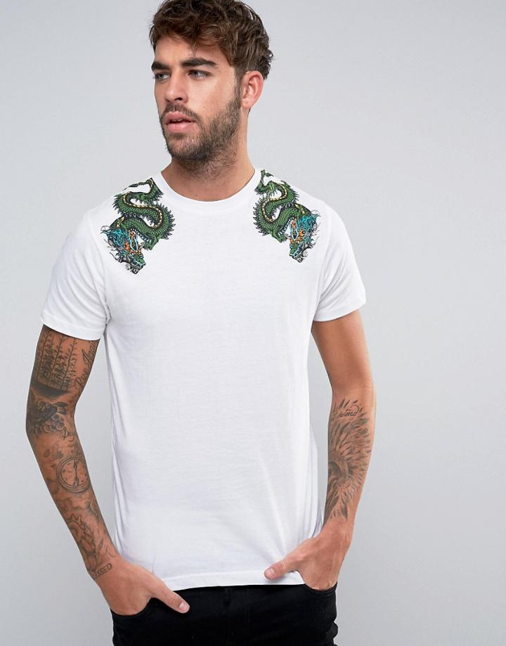Brave Soul Dragon Print T-shirt - Blue