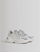 Bershka Chunky Sneakers In White With Metallic Detail