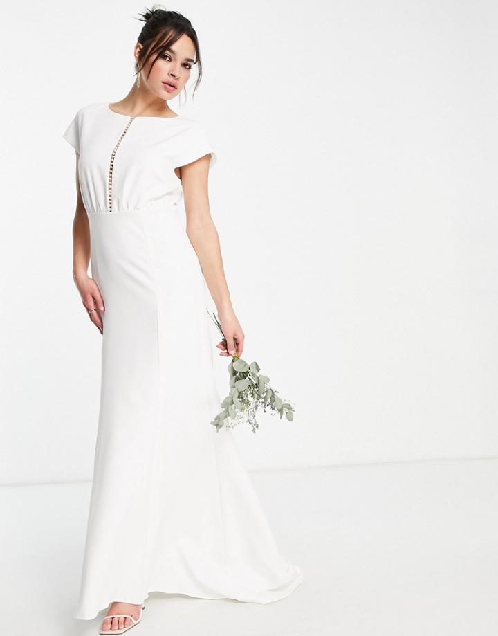 Y.a.s Bridal Maxi Dress With Empire Line Waist And Cut Out Front In White