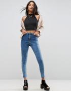 Asos Rivington High Waist Denim Jeggings In Rumer Darkwash Blue - Blue