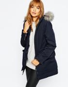 Parka London Ida Coat In Waxed Cotton - Navy