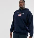 Asos Design Plus Oversized Hoodie With Los Angeles Print In Navy