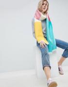 Asos Super Soft Long Woven Scarf In Color Block - Multi