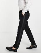 Topman Skinny Tuxedo Pants In Black