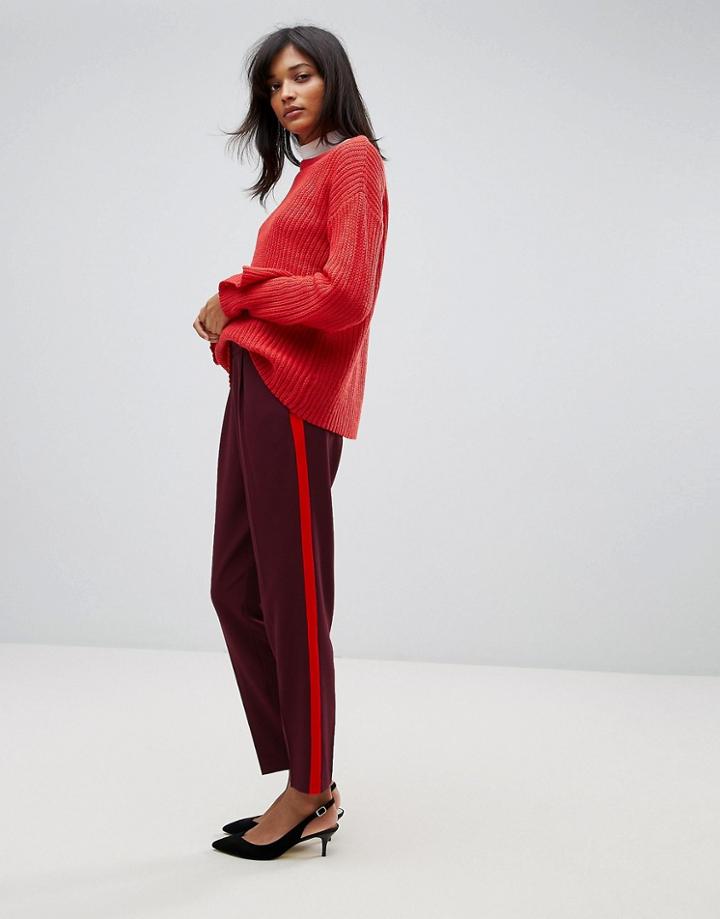 Oasis Tailored Side Stripe Pants - Red