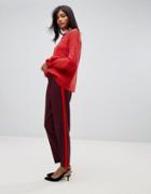 Oasis Tailored Side Stripe Pants - Red