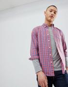 Abercrombie & Fitch Poplin Gingham Check Button Down Collar Shirt In Red - Red